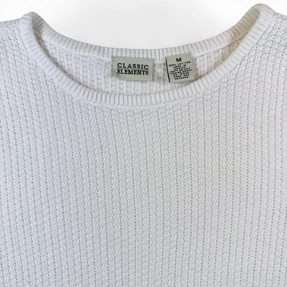 White‎ Short Sleeve Cotton Sweater Textured Capsule Romantic Boho Cottagecore